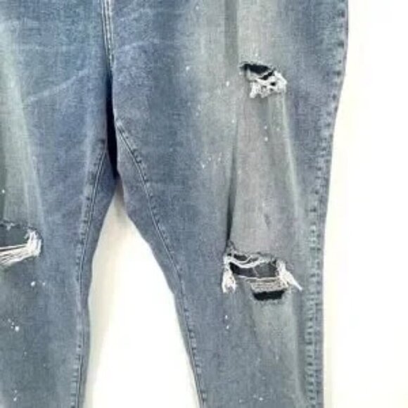 Lane Bryant Jeans 24 Splatter Distressed Boyfriend NWOT Blue Denim - Picture 4 of 6